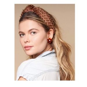 Lele Sadoughi Beaded Chocolate Velvet Headband